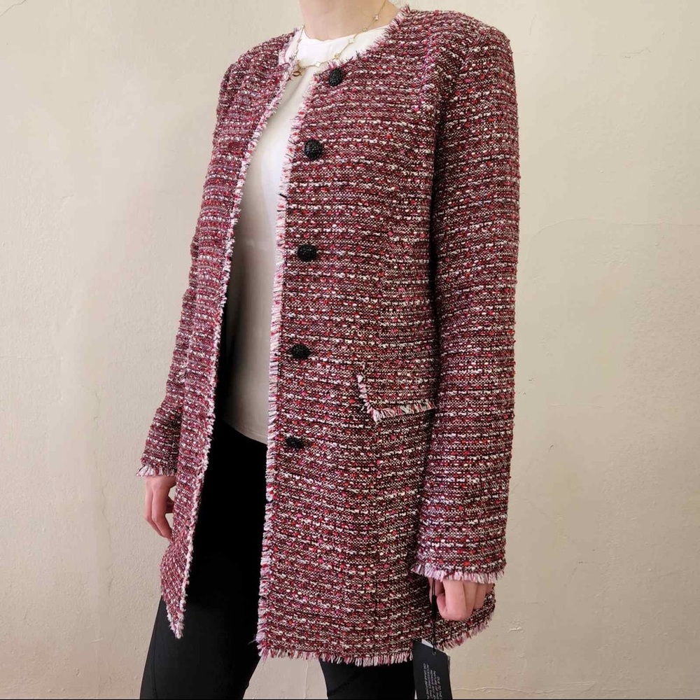KARL LAGERFELD PARIS Long Tweed Single-Breasted Jacket